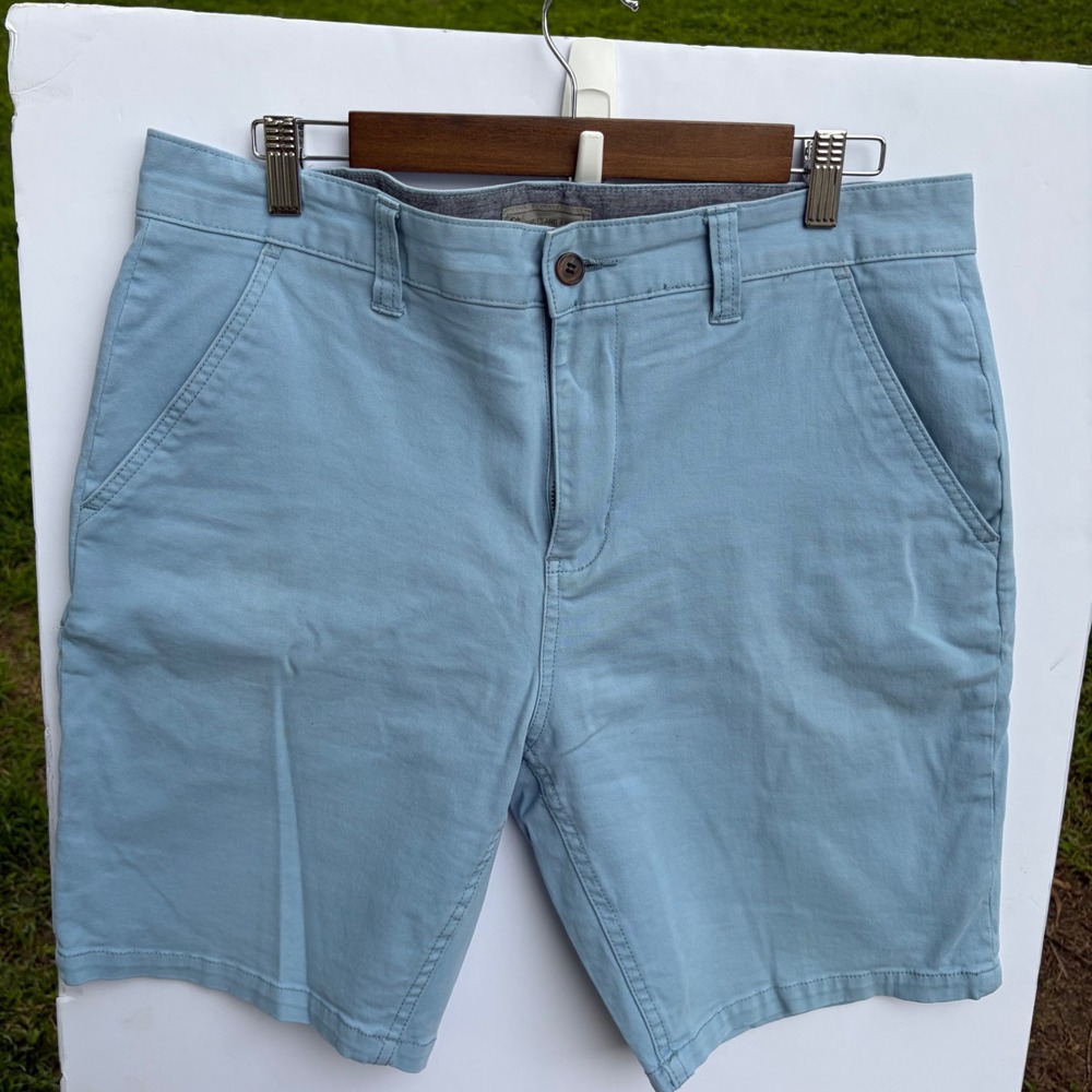 Charles and a Half Mens Chino Shorts Light Blue Size 34 Cotton Stretch Casual